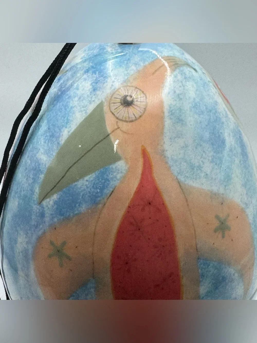 Nest Eggs Ceramic Birdhouse Hand Painted Whimsical Birds Blue Hanging Bird House